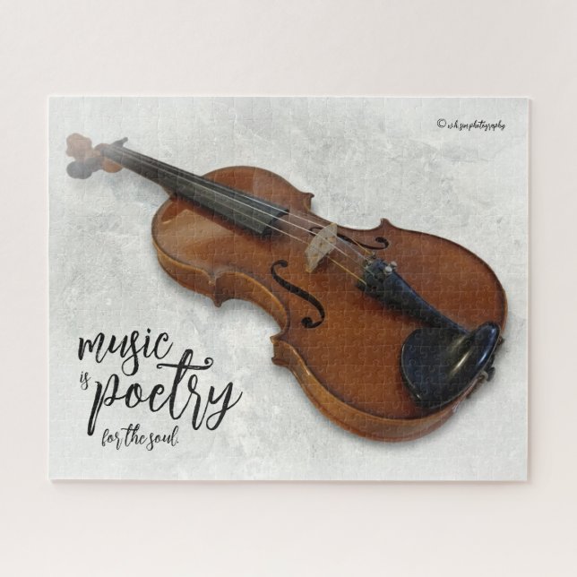Elegant Vignetted Violin on Slate Tile Jigsaw Puzzle (Horizontal)