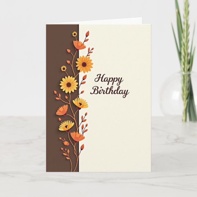Elegant Vine Birthday Card (Front)
