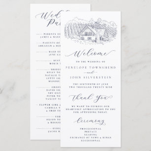 Elegant Vineard Illustration Destination Wedding Program