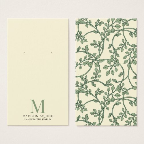 Elegant Vines Green Cream Earring Display Cards