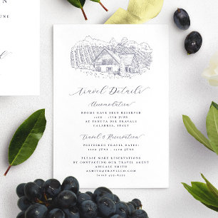 Elegant Vineyard Destination Wedding Travel Detail Enclosure Card