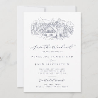 Elegant Vineyard Destination Weekend Wedding Save The Date