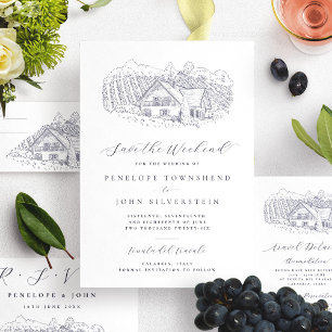 Elegant Vineyard Destination Weekend Wedding Save The Date