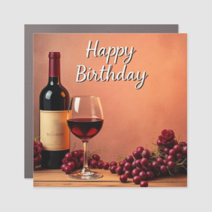 Elegant Vineyard Happy Birthday Wine & Grapes Car Magnet