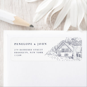Elegant Vineyard Illustration Wedding Return Label