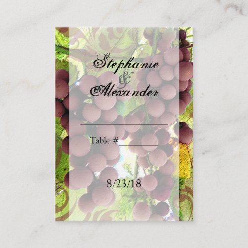 Elegant Vineyard Purple/Green Grapes Wedding Business Card Templates