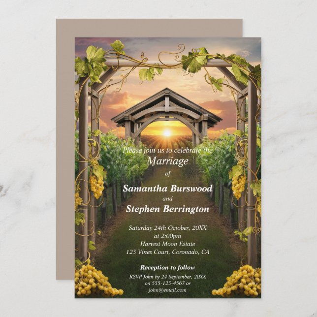 Elegant Vineyard Wedding  Invitation (Front/Back)