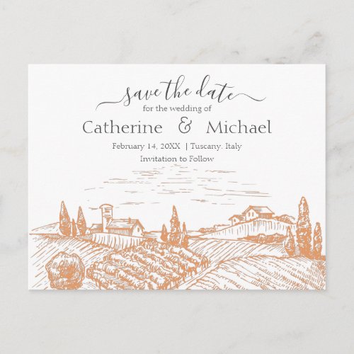 Elegant Vineyard Wedding Save the Date  Announceme Postcard