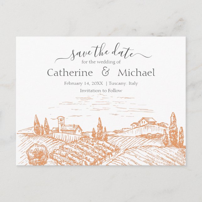 Elegant Vineyard Wedding Save the Date  Announceme Postcard (Front)