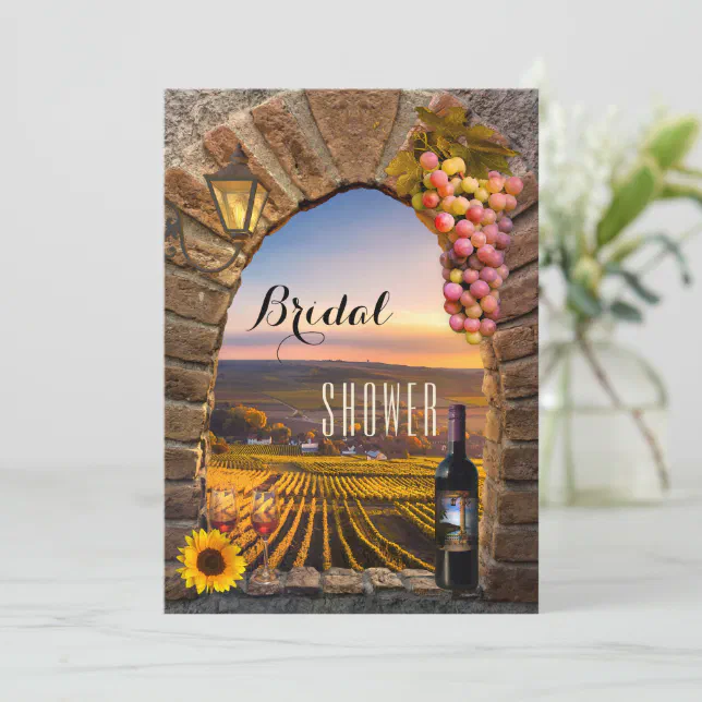Elegant Vineyard Wine Bridal Shower Invitation Zazzle