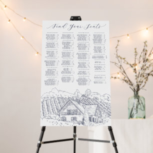 Elegant VineyardAlphabetical Wedding Seating Chart Foam Board