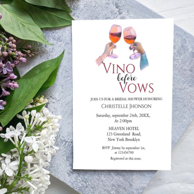 Elegant Vino before vows bridal shower invitation (Creator Uploaded)