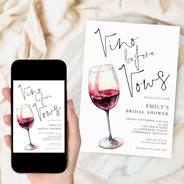 Elegant Vino Before Vows Bridal Shower Invitation (Creator Uploaded)