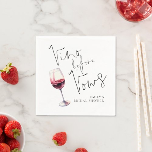 Elegant Vino Before Vows Bridal Shower Napkins