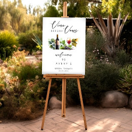 Elegant Vino Before Vows Bridal Shower Welcome Foam Board