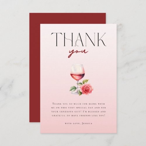 Elegant Vino Before Vows Wine Theme Bridal Shower Thank You Card