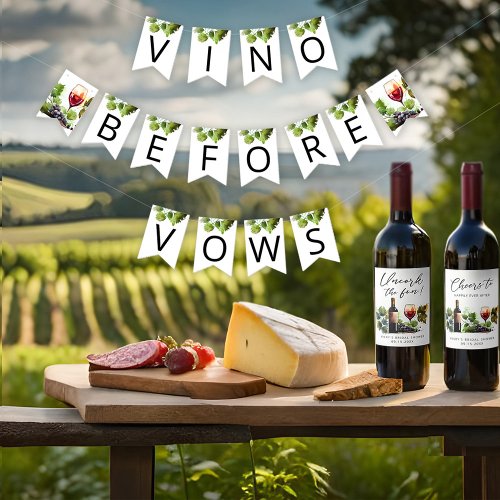 Elegant Vino Before Vows Winery Bridal Shower  Bunting Flags