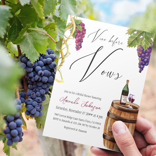 Elegant Vino Before Vows Winery Bridal Shower Invitation