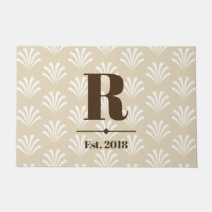 Elegant Vintage 1920s White Palmettos & Cream Doormat