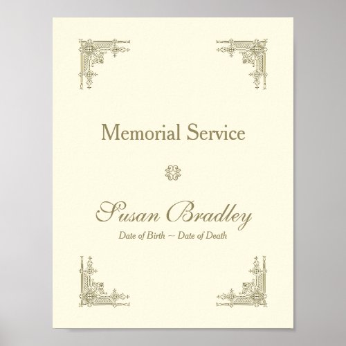 Elegant Vintage 1 Memorial Service Poster