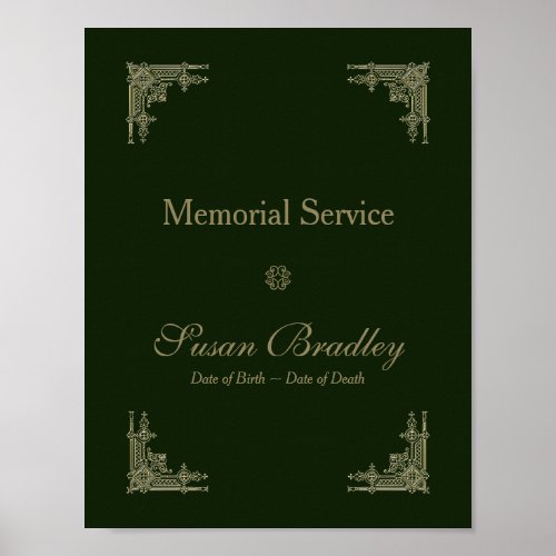Elegant Vintage 2 Memorial Service Poster