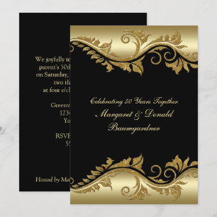 Elegant Vintage 50th Golden Wedding Anniversary Invitation