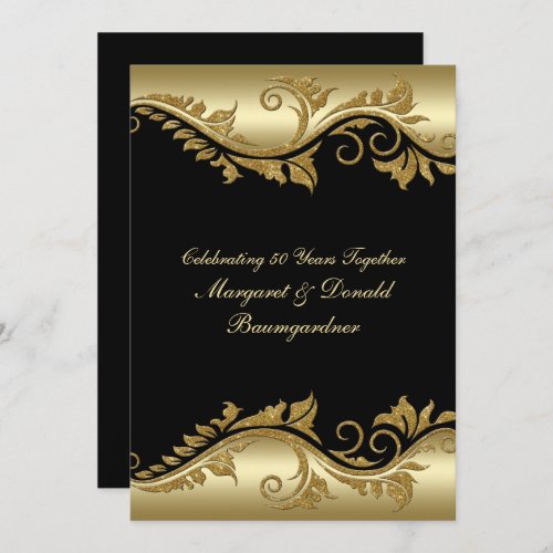 Elegant Vintage 50th Golden Wedding Anniversary Invitation