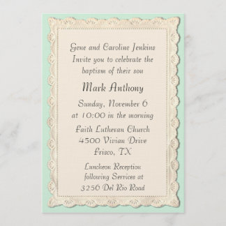 Elegant Vintage Angel Panting Baptism Invitation
