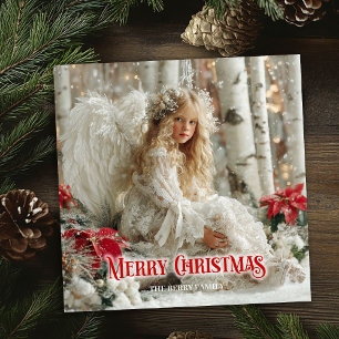 Elegant vintage angel red white gold festive cards