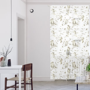 Elegant Vintage Angels Beige Floral Toile Sheer Curtains
