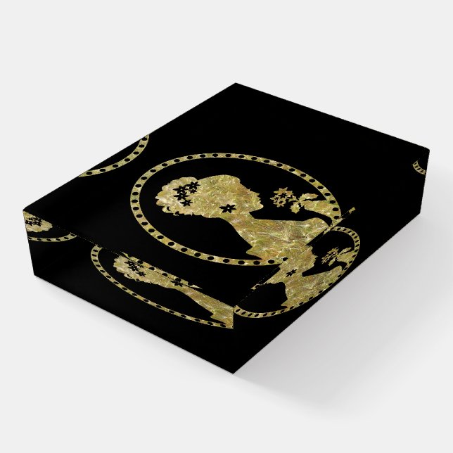 Elegant Vintage Antique Cameo Gold and Black Paperweight (Angled)