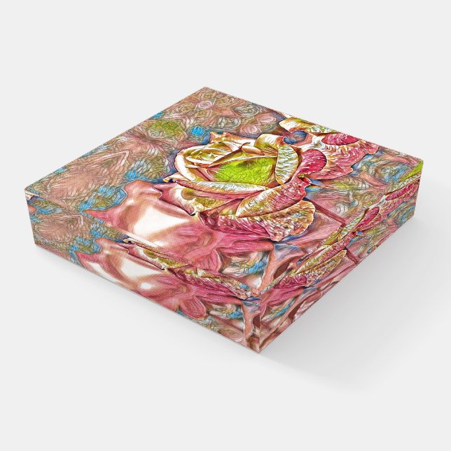 Elegant Vintage Antique Pink Rose Illustration Paperweight (Angled)