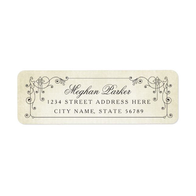 Elegant Vintage Antique Return Address Label (Front)