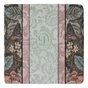 Elegant Vintage Antique Style Floral Monogram Trivet