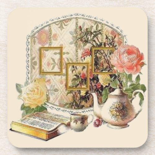 Elegant Vintage Antique Victorian Tea Room Beverage Coaster