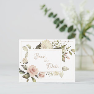 Elegant Vintage Antique Watercolor Floral Wedding Postcard