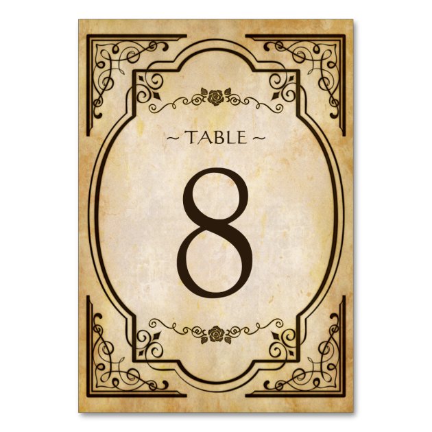 Elegant Vintage Antique Wedding Table Number Card