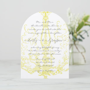 Elegant Vintage Antique Yellow Chandelier Wedding Invitation