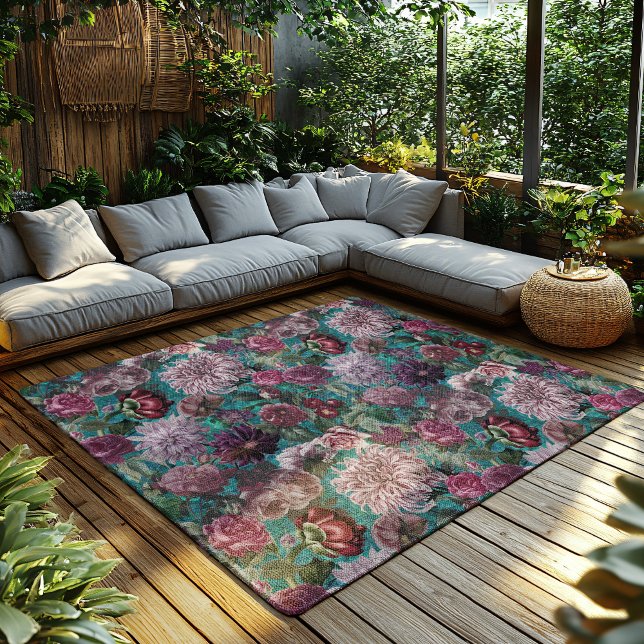 Elegant Vintage aqua blue Floral area Rug (Creator Uploaded)