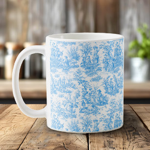 Elegant Vintage Aqua Blue Toile French Countryside Coffee Mug