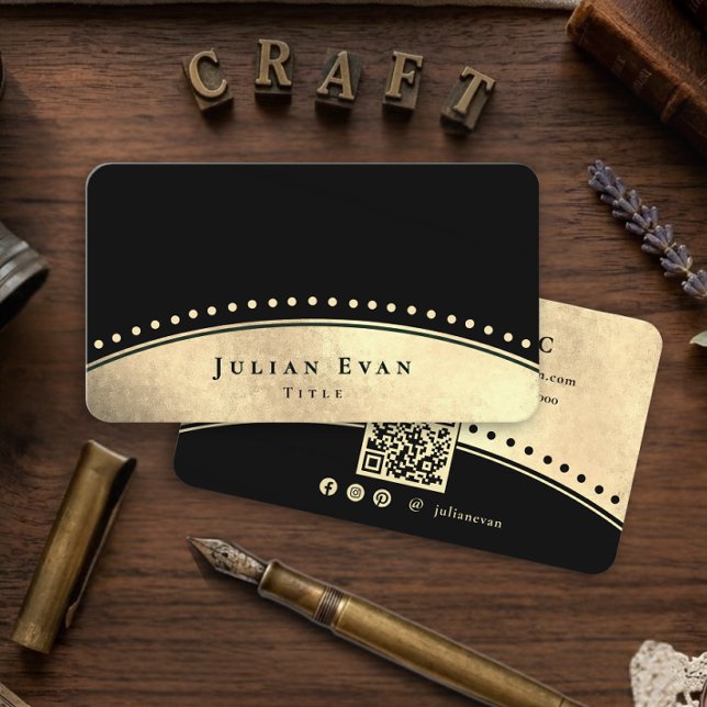 Elegant Vintage Arch Glitter Gold Luxe Black Business Card (Elegant Vintage Arch Glitter Gold Luxe Black Business Card)