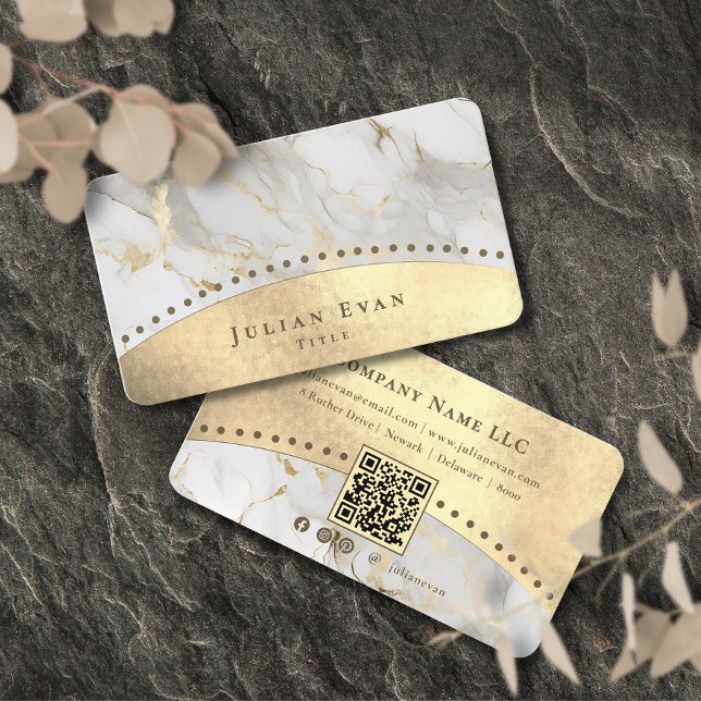 Elegant Vintage Arch Glitter Gold Luxe White Agate Business Card (Elegant Vintage Arch Glitter Gold Luxe White Agate Business Card)