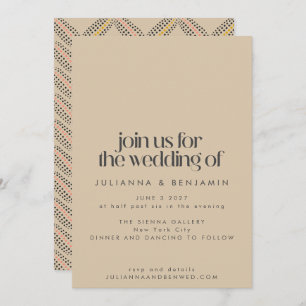 Elegant Vintage Art Deco Design Sand Black Wedding Invitation