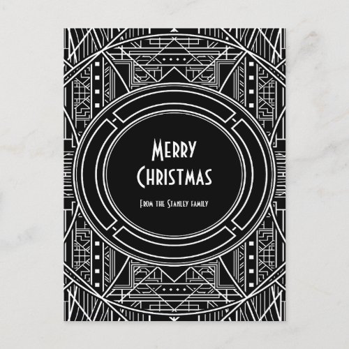 Elegant vintage art deco Merry Christmas Postcard