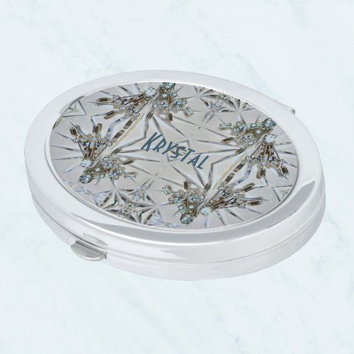 Elegant Vintage Art Deco Rhinestones  Compact Mirror