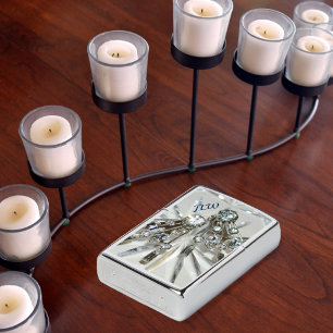 Elegant Vintage Art Deco Rhinestones with Initials Zippo Lighter