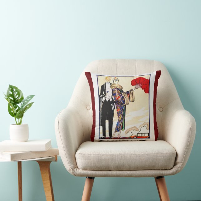 Elegant Vintage Art Deco Throw Pillow (Chair)