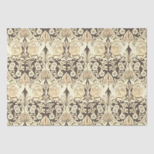 Elegant Vintage Art Nouveau Brown Flower Pattern Tissue Paper