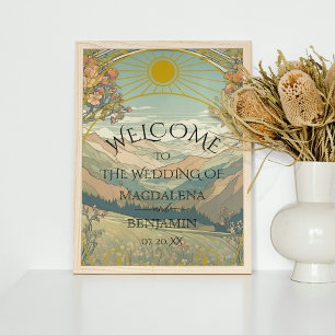 Elegant Vintage Art Nouveau Deco Nature Welcome Poster