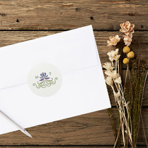 Elegant Vintage Art Nouveau Floral Wedding Classic Round Sticker